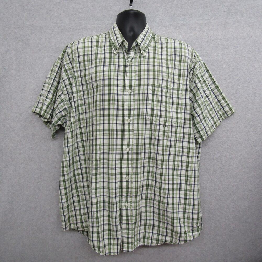 Wrangler Premium Quality Shirt Mens 2XL Green Short Sleeve Comfortable Cotton